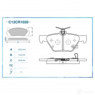Тормозные колодки дисковые, комплект CWORKS C12CR1020 OSD4 N 1439702642 - Изображение 2