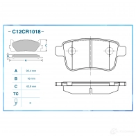 Тормозные колодки дисковые, комплект CWORKS UEDFQ K 1439702647 C12CR1018 - Изображение 2