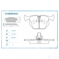 Тормозные колодки дисковые, комплект CWORKS C12CR1012 Z1EY 61 1439702653 - Изображение 2