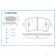 Тормозные колодки дисковые, комплект CWORKS THG 393B C12CR1002 1439702662 - Изображение 2