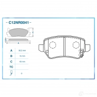 Тормозные колодки дисковые, комплект CWORKS C12NR0041 ZF7 OS4T 1439702836 - Изображение 2