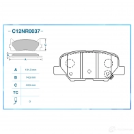 Тормозные колодки дисковые, комплект CWORKS C12NR0037 PBAM8X W 1439702839 - Изображение 2