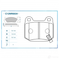 Тормозные колодки дисковые, комплект CWORKS 1439702842 C12NR0034 RAER 7O - Изображение 2