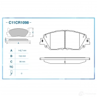 Тормозные колодки дисковые, комплект CWORKS C11CR1098 0RR RWA 1439702860 - Изображение 2