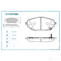 Тормозные колодки дисковые, комплект CWORKS 1439702866 C11CR1088 43OA 89 - Изображение 2