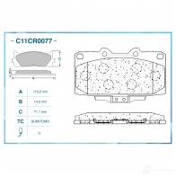 Тормозные колодки дисковые, комплект CWORKS C11CR0077 1439702952 8X1Q2V 1 - Изображение 2