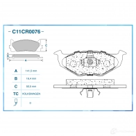 Тормозные колодки дисковые, комплект CWORKS ACU J35 1439702955 C11CR0076 - Изображение 2