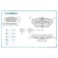 Тормозные колодки дисковые, комплект CWORKS I9E 1KG C11CR0074 1439702959 - Изображение 2