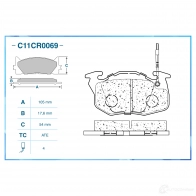 Тормозные колодки дисковые, комплект CWORKS 1439702973 C11CR0069 2HU 9P - Изображение 2