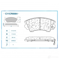 Тормозные колодки дисковые, комплект CWORKS S35 37 C11CR0064 1439702985 - Изображение 2