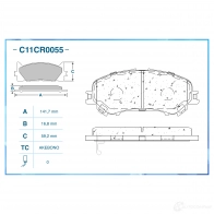 Тормозные колодки дисковые, комплект CWORKS 1439703034 C11CR0055 X3T G2M - Изображение 2
