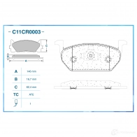 Тормозные колодки дисковые, комплект CWORKS 1439703052 C11CR0003 02YI 68 - Изображение 2