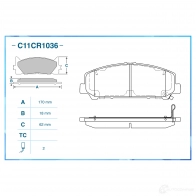 Тормозные колодки дисковые, комплект CWORKS C11CR1036 E2 0YF 1439703066 - Изображение 2