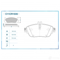 Тормозные колодки дисковые, комплект CWORKS C11CR1035 1439703067 Q 12KB9 - Изображение 2