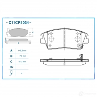 Тормозные колодки дисковые, комплект CWORKS C11CR1034 K2 REU 1439703068 - Изображение 2