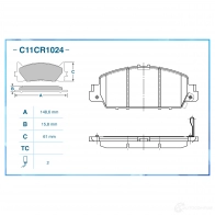 Тормозные колодки дисковые, комплект CWORKS 1439703078 FTBC6 9S C11CR1024 - Изображение 2