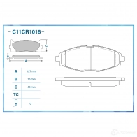 Тормозные колодки дисковые, комплект CWORKS C11CR1016 DDT VW0 1439703090 - Изображение 2