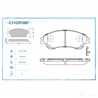 Тормозные колодки дисковые, комплект CWORKS 1O3 SSU 1439703277 C11CR1087 - Изображение 2