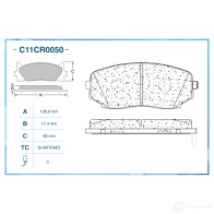 Тормозные колодки дисковые, комплект CWORKS C11CR0050 GJ1 O4LS 1439703284 - Изображение 2