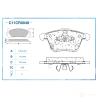 Тормозные колодки дисковые, комплект CWORKS 1439703288 C11CR0048 W0AB D7 - Изображение 2