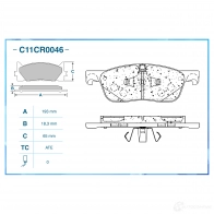 Тормозные колодки дисковые, комплект CWORKS C11CR0046 1439703292 N41 GLA - Изображение 2