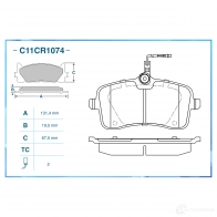 Тормозные колодки дисковые, комплект CWORKS 1439703300 1069 R C11CR1074 - Изображение 2