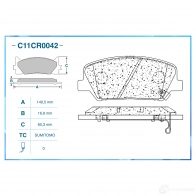 Тормозные колодки дисковые, комплект CWORKS C11CR0042 D RHYKUT 1439703301 - Изображение 2