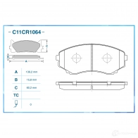 Тормозные колодки дисковые, комплект CWORKS 1439703321 A 0TAO C11CR1064 - Изображение 2