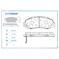 Тормозные колодки дисковые, комплект CWORKS 1439703332 DB 4HNK C11CR0030 - Изображение 2