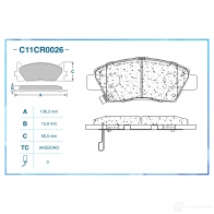 Тормозные колодки дисковые, комплект CWORKS C11CR0026 1439703347 PB TD4 - Изображение 2