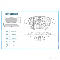 Тормозные колодки дисковые, комплект CWORKS 49VGJ5 E 1439703352 C11CR0022 - Изображение 2