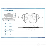 Тормозные колодки дисковые, комплект CWORKS C11CR0021 1439703356 HY GESX - Изображение 2