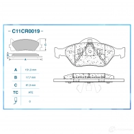 Тормозные колодки дисковые, комплект CWORKS C11CR0019 DUW 8S 1439703361 - Изображение 2