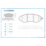 Тормозные колодки дисковые, комплект CWORKS 1439703372 KLG ES C11CR0008 - Изображение 2
