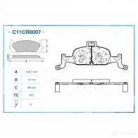 Тормозные колодки дисковые, комплект CWORKS V XO8E 1439703373 C11CR0007 - Изображение 2
