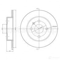Тормозной диск METELLI 23-0488C 8032747228050 Opel Astra (G) 2 Хэтчбек 1.7 DTI 16V (F08. F48) 75 л.с. 2000 – 2005 T5P KT