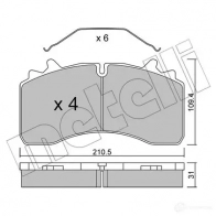 Тормозные колодки дисковые, комплект METELLI 2 9162 29336 1213023 22-0933-0
