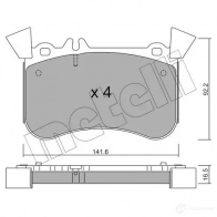 Тормозные колодки дисковые, комплект METELLI 22-1133-1 2 4923 25219 Mercedes GLA (X156) 1 Кроссовер 2.0 GLA 45 AMG 4 matic (1552) 360 л.с. 2014 – 2025