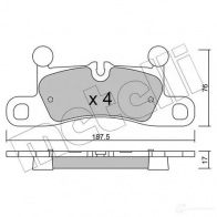 Тормозные колодки дисковые, комплект METELLI 22-0958-0 24721 2 4552 Porsche Cayenne (9YA) 3 Купе 4.0 GTS AWD (9YBBG1) 460 л.с. 2020 – наст. время