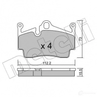 Тормозные колодки дисковые, комплект METELLI 245 41 22-0894-0 R5C1B Porsche Boxster (982) 4 Кабриолет 2.5 GTS 365 л.с. 2017 – 2024