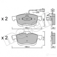 Тормозные колодки дисковые, комплект METELLI 22-0824-1 247 27 24729 Fiat Doblo (263) 2 Фургон 1.4 120 л.с. 2011 – 2024