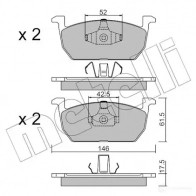 Тормозные колодки дисковые, комплект METELLI 22-1214-0 6 SNXT Volkswagen T-Cross (MQB) 1 Кроссовер 1.0 TSI 110 л.с. 2020 – наст. время