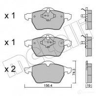 Тормозные колодки дисковые, комплект METELLI 22-0314-1 23106 Volvo S70 1 (874) Седан 2.0 163 л.с. 1997 – 2000 2 0676