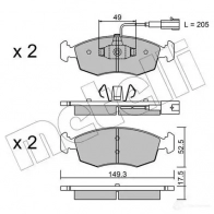 Тормозные колодки дисковые, комплект METELLI 22-0274-4 2542 9 Fiat Punto (199) 3 Хэтчбек 1.3 JTD Multijet (199.AYR1A. 199.BYR1A) 90 л.с. 2018 – 2025 25430
