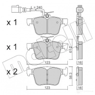 Тормозные колодки дисковые, комплект METELLI 25011 25 009 Audi A3 (8VA, F) 3 Спортбек 2.5 Rs3 Quattro 400 л.с. 2017 – 2024 22-0981-1