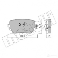 Тормозные колодки дисковые, комплект METELLI 1LZ J3 1437952328 22-1196-0