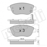 Тормозные колодки дисковые, комплект METELLI 22-0322-2 23 708 23710 Opel Corsa (D) 4 2006 – 2014