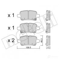 Тормозные колодки дисковые, комплект METELLI 3ZV B8X7 22-1180-0 1437952802