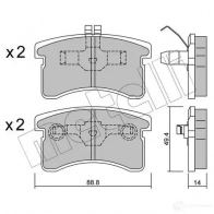 Тормозные колодки дисковые, комплект METELLI 1212330 22-0378-0 21969 2196 8
