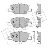 Тормозные колодки дисковые, комплект METELLI GRFO DG 22-1177-0 Opel Insignia (B) 2 Универсал Спорт 1.6 Turbo (35) 200 л.с. 2018 – наст. время